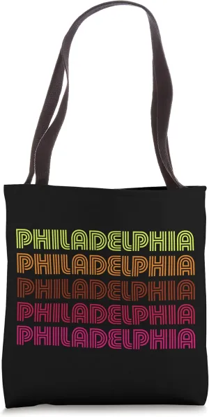 Retro Philadelphia Pennsylvania Inline Font Disco Vintage Tote Bag
