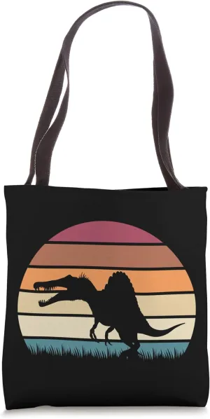 Retro Sunset Spinosaurus Jurassic Dinosaur Tote Bag