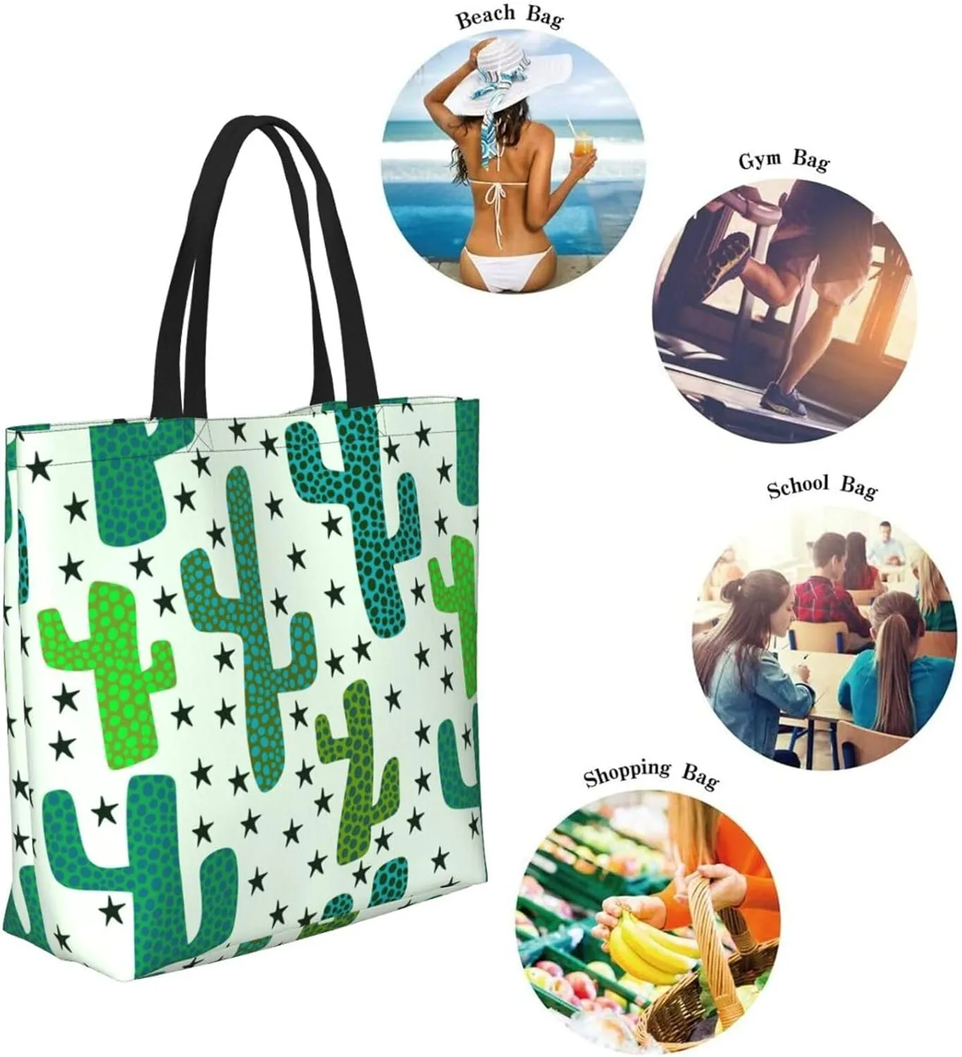 Reusable Grocery bags Big Capacity Shopping Bag Canvas Shoulder Tote Handbag for Women Girls