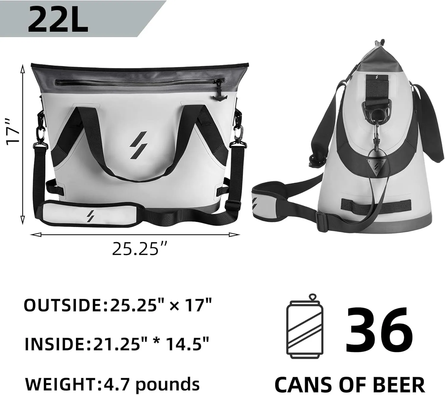 ROCKBROS Soft Cooler Bag Handheld Insulated Cooler Bag Soft Sided Cooler 22L Leakproof Camping Cooler Bag Waterproof Outdoor Cooler Bag for Beach Travel Hiking