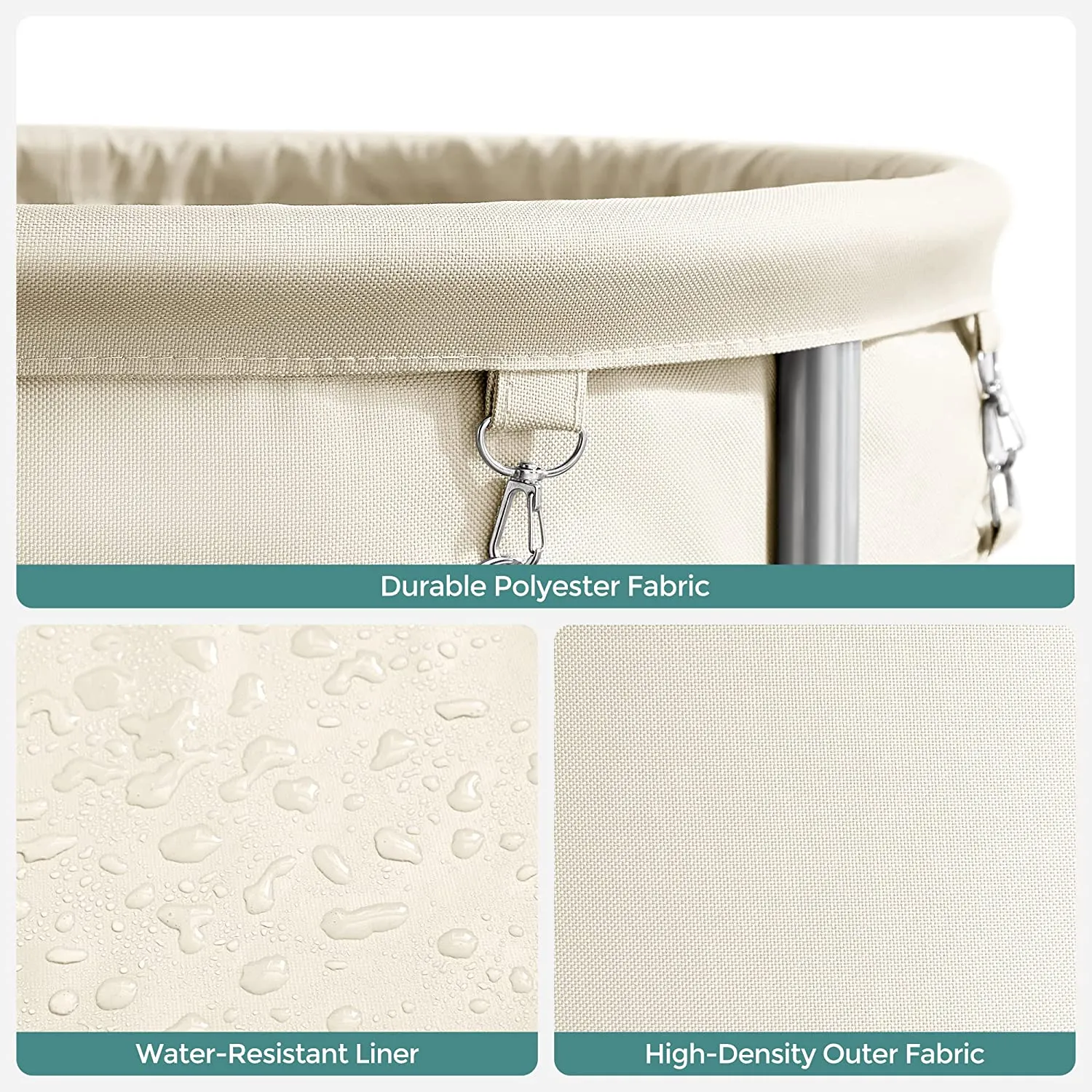 Rolling Laundry Basket with Wheels - Cream