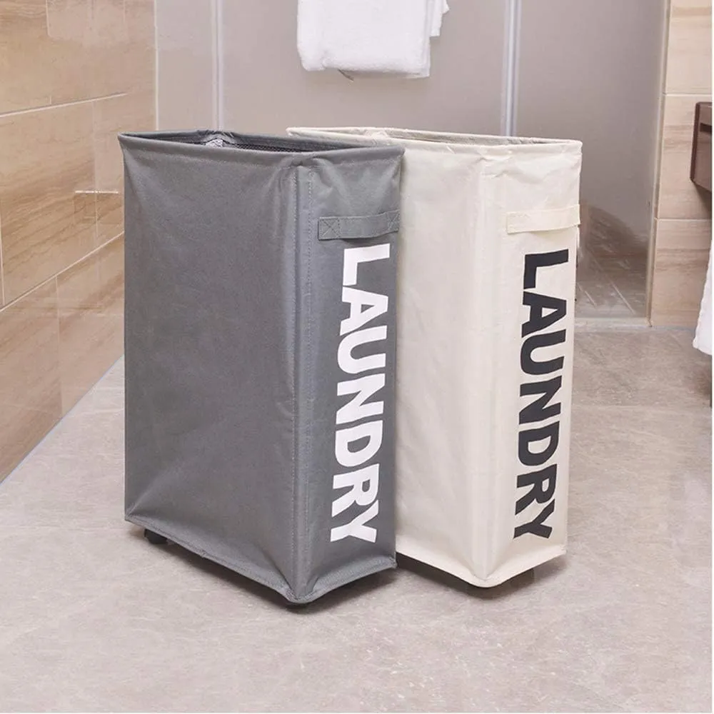 Rolling Slim Laundry Baskets Hamper Collapsible Dirty Clothes Hamper Tall Thin Laundry Basket Hamper on Wheels Home Corner Handy Waterproof Sorter Organizer Dorm Bathroom (Navy Blue)