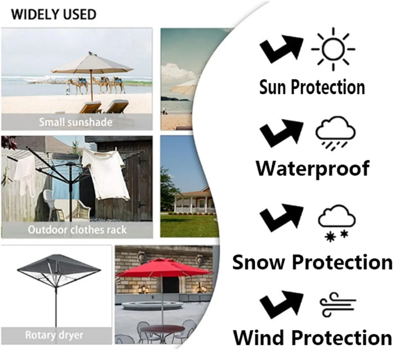 Rotary Clotheslines Cover with Storage Bag, 600D Oxford Fabric Windproof Cover, Rotary Clothesline Cover with Adjustable Hem Drawstrings(Black,71x6x6inch)