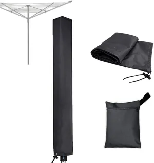 Rotary Clotheslines Cover with Storage Bag, 600D Oxford Fabric Windproof Cover, Rotary Clothesline Cover with Adjustable Hem Drawstrings(Black,71x6x6inch)