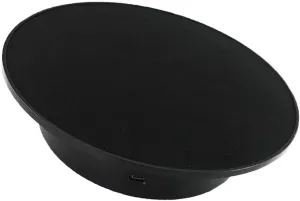 Rotating Jewelry Phone Bracelet Watch Display Stand | Battery Operated 360 Degree Turntable for Retail Stores Exhibitions | Mirrored Top ABS Plastic White - Black Base Black Velvet