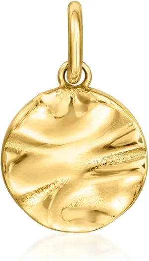 RS Pure by Ross-Simons Italian 14kt Yellow Gold Wavy Disc Charm