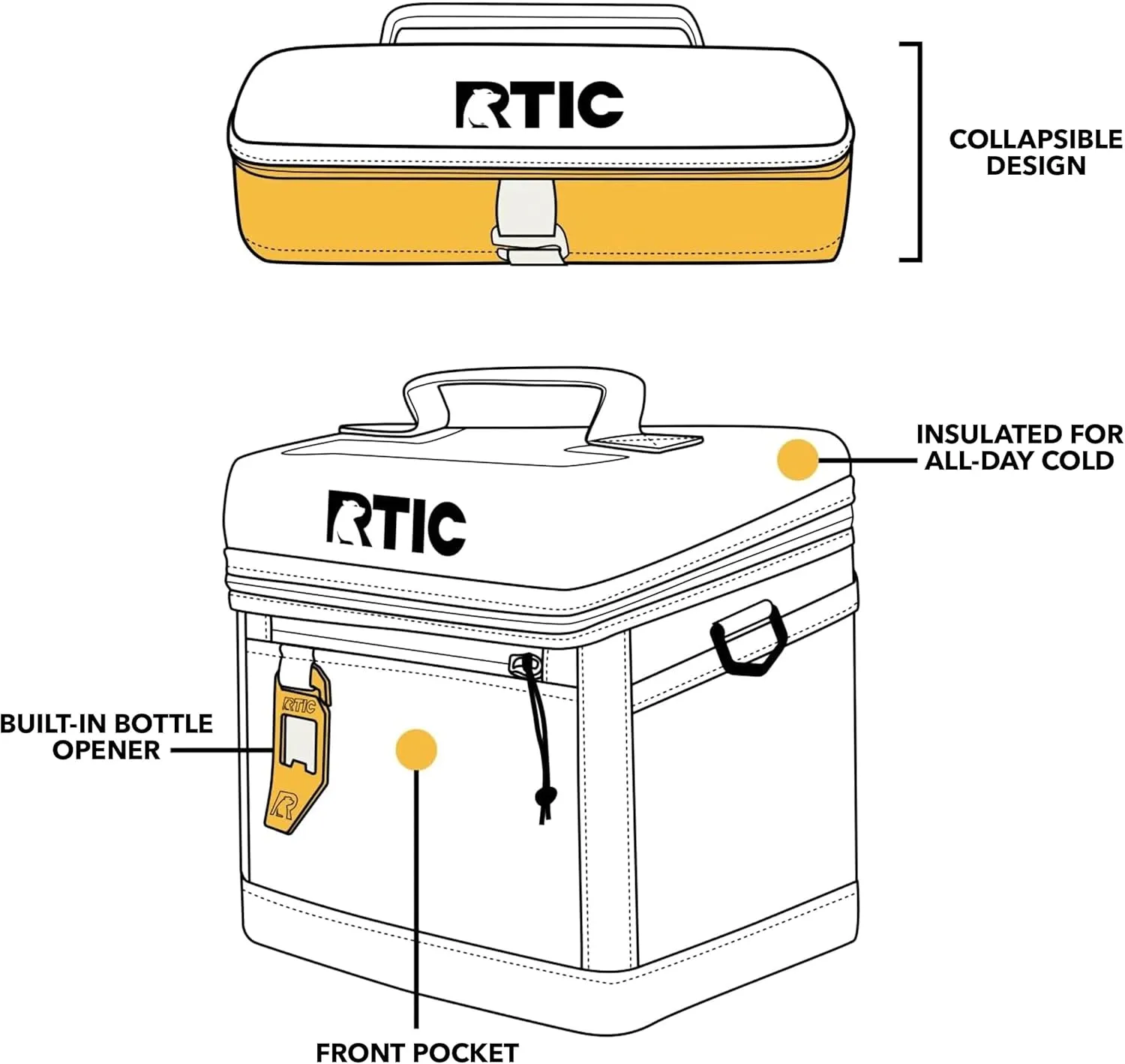RTIC 15 Can Everyday Cooler, Soft Sided Portable Insulated Cooling for Lunch, Beach, Drink, Beverage, Travel, Camping, Picnic, for Men and Women