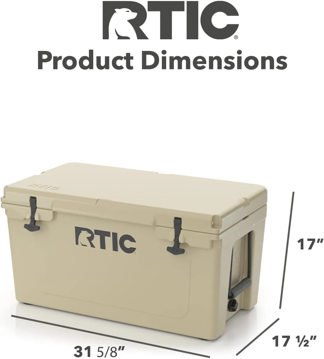 RTIC 65 QT Ultra-Tough Cooler Hard Insulated Portable Ice Chest Box for Beach, Drink, Beverage, Camping, Picnic, Fishing, Boat, Barbecue