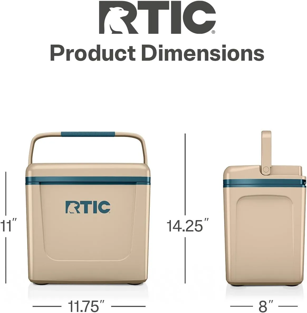 RTIC 8 QT Road Trip Personal Cooler, Small, Compact, Insulated, Portable Ice Chest Box for Food, Drink, Beverage, Beach, Camping, Picnic, Fishing, Boat, 12-Can Capacity