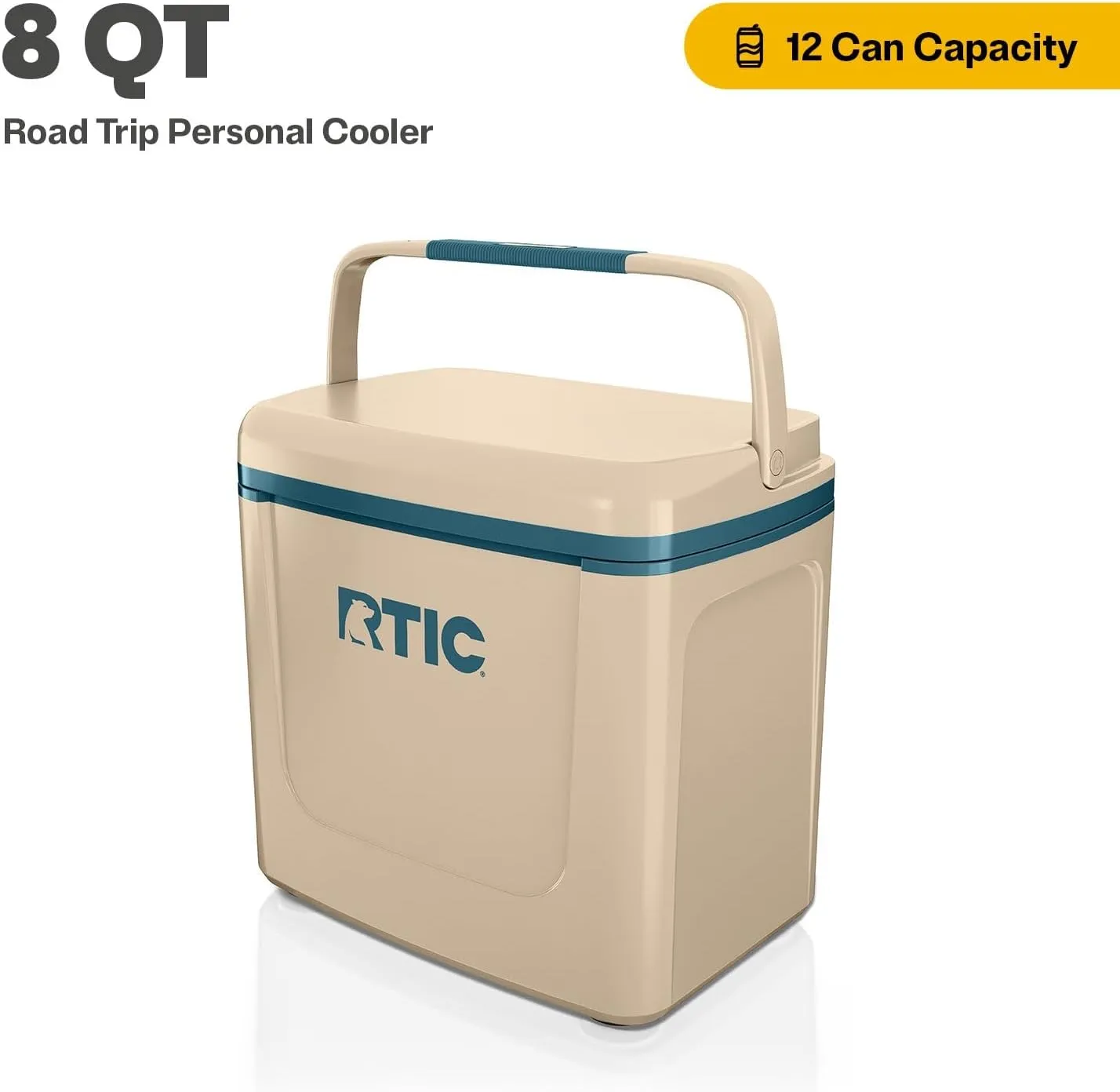 RTIC 8 QT Road Trip Personal Cooler, Small, Compact, Insulated, Portable Ice Chest Box for Food, Drink, Beverage, Beach, Camping, Picnic, Fishing, Boat, 12-Can Capacity