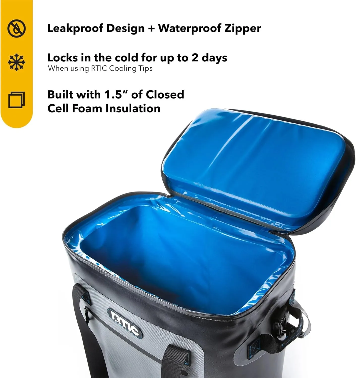 RTIC Ultra-Tough Soft Cooler 40 Can, Insulated Bag Portable Ice Chest Box for Lunch, Beach, Drink, Beverage, Travel, Camping, Picnic, Car, Trips, Floating Cooler Leak-Proof with Zipper