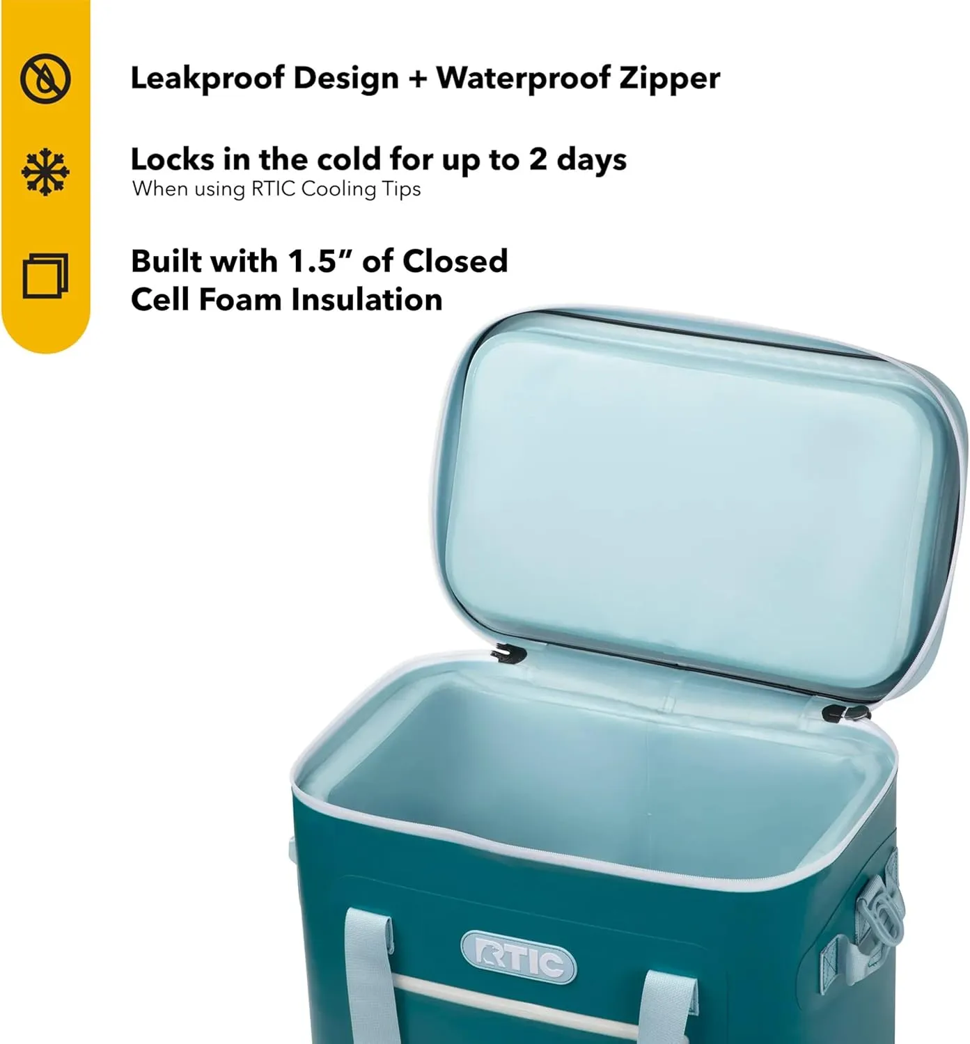 RTIC Ultra-Tough Soft Cooler 40 Can, Insulated Bag Portable Ice Chest Box for Lunch, Beach, Drink, Beverage, Travel, Camping, Picnic, Car, Trips, Floating Cooler Leak-Proof with Zipper