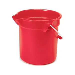 Rubbermaid Commercial Products Brute Heavy-Duty Round Bucket 10-Quart Red Corrosive-Resistant Pail with Handle for Cleaning/Material Transport 1 count