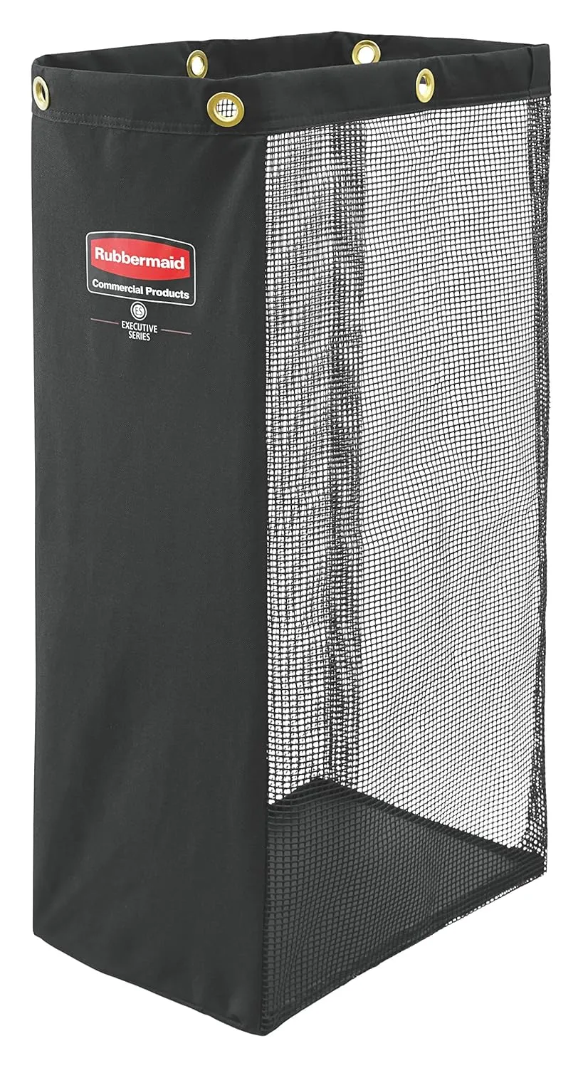 Rubbermaid Commercial Products Executive Series Side-Load Mesh Housekeeping Cart Bag, Black, Compatible with Rubbermaid Cleaning Carts for Laundry/Trash in School/Home/Office/Lobby/Mall