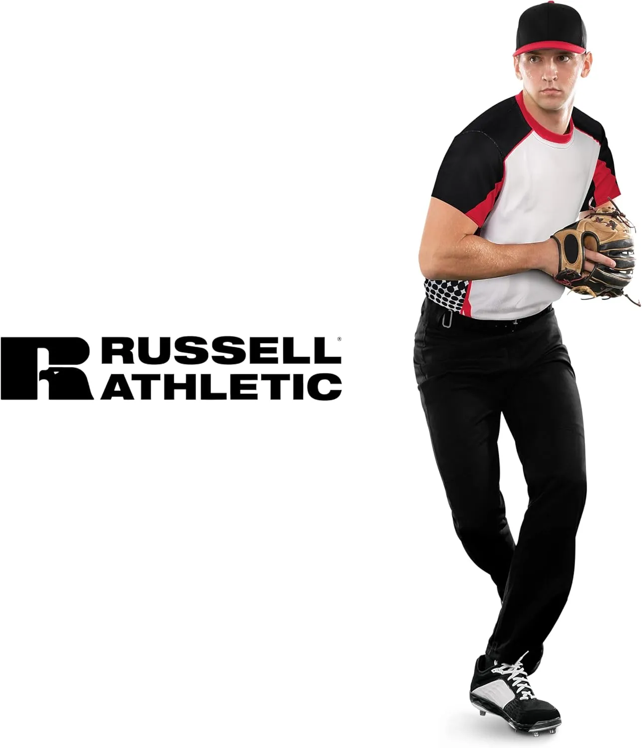 Russell Athletic Men's Boot Cut Game Pant, Reinforced Knees, Stretch Fabric, Two Back Pockets