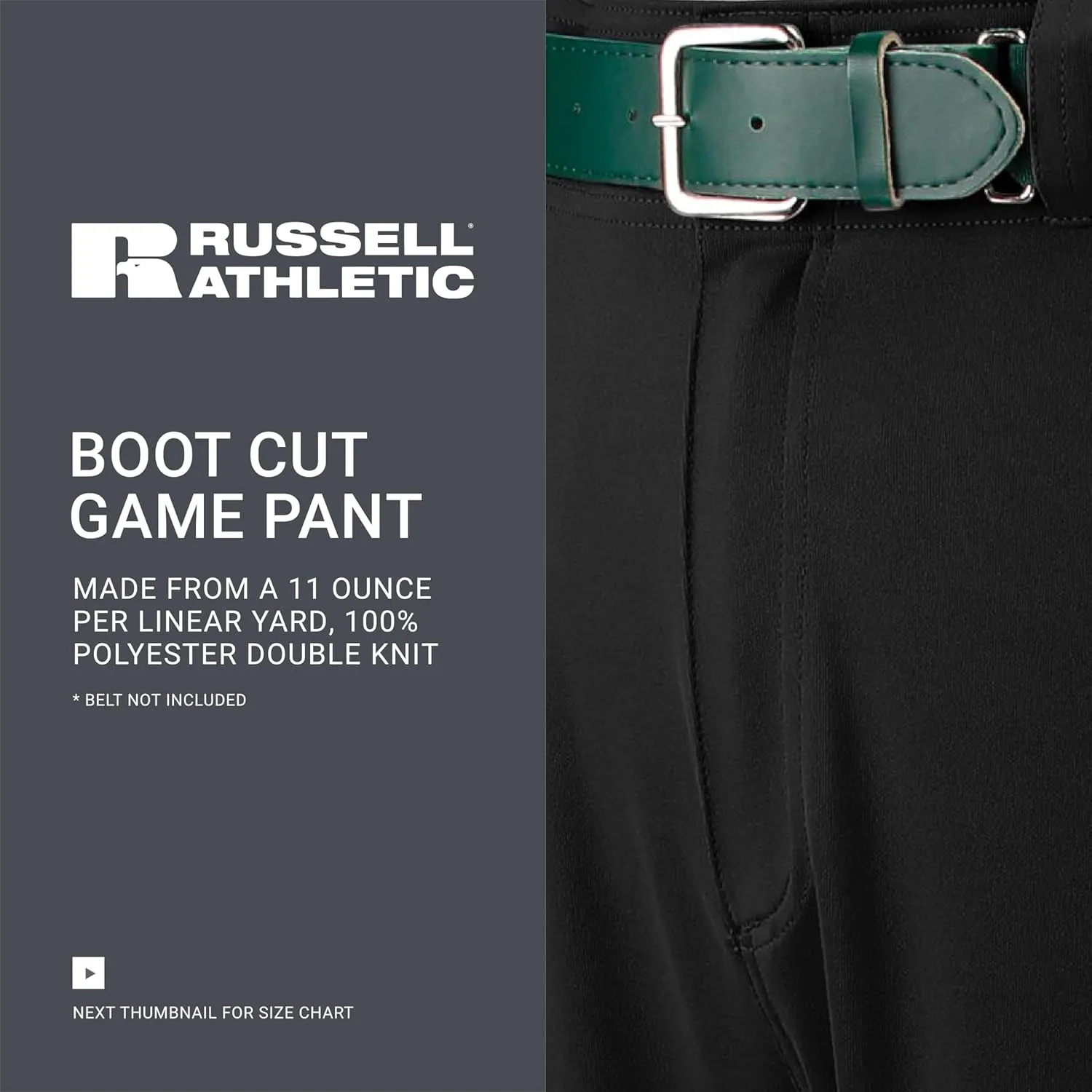 Russell Athletic Men's Boot Cut Game Pant, Reinforced Knees, Stretch Fabric, Two Back Pockets