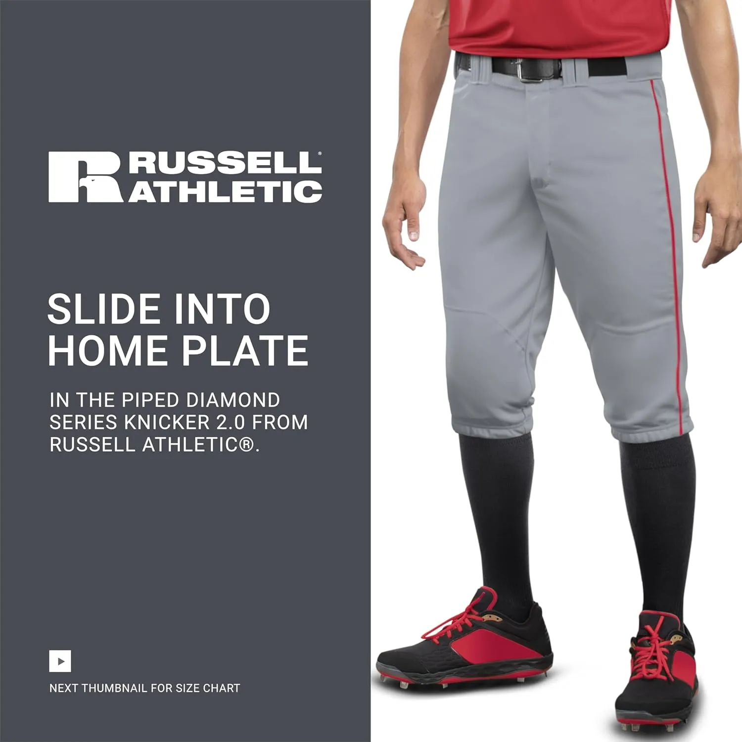 Russell Athletic Men's Piped Diamond Series Knicker 2.0, Durable Fabric, Reinforced Knees, Athletic Fit