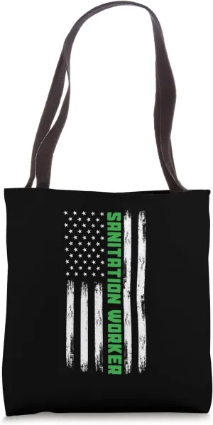 Sanitation Worker American Flag Funny Street Cleaner Tote Bag