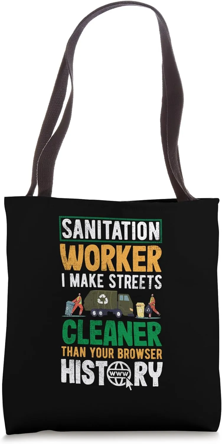Sanitation Worker Browser History Funny Street Cleaner Tote Bag