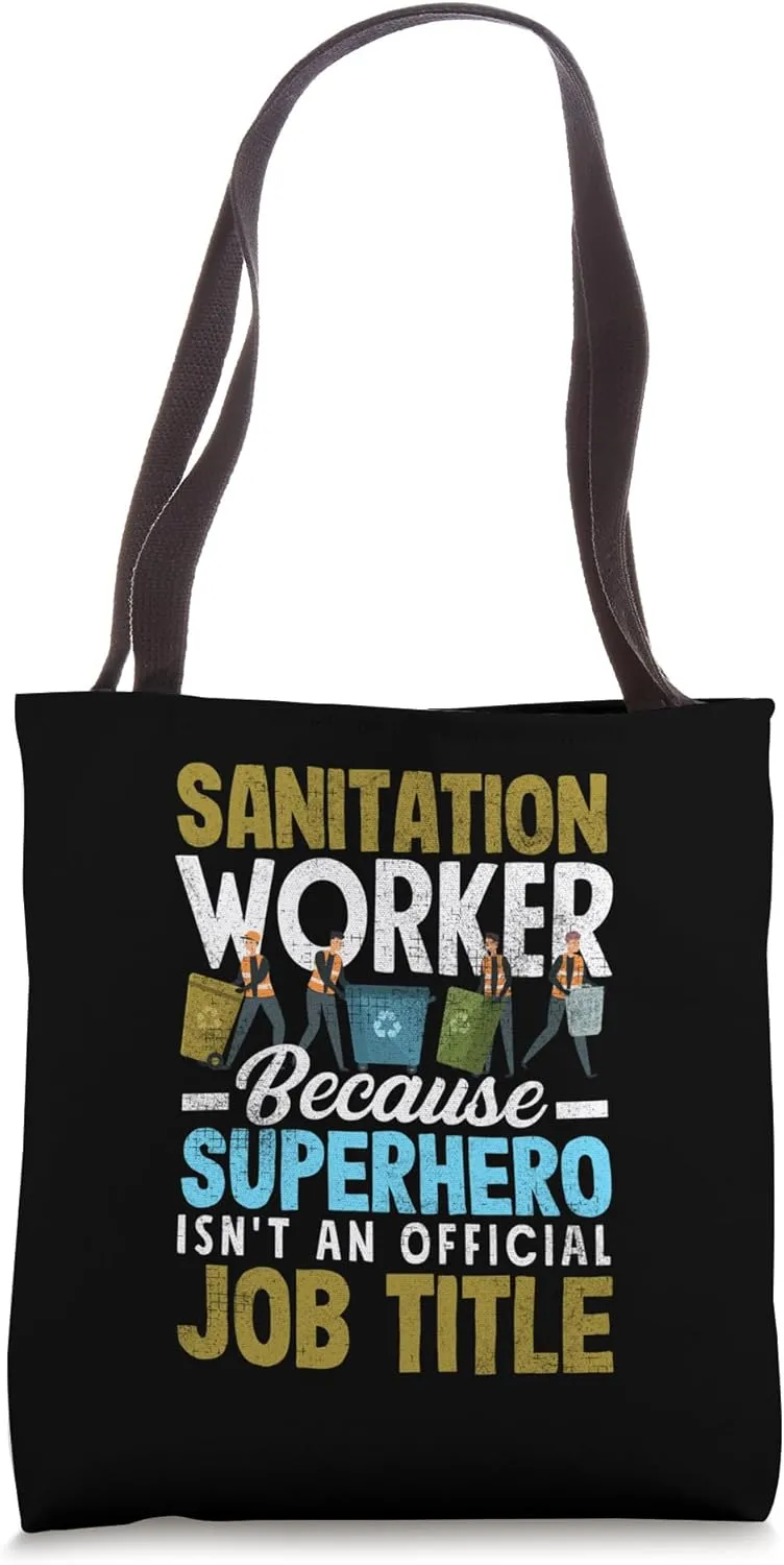 Sanitation Worker Superhero Funny Street Cleaner Tote Bag