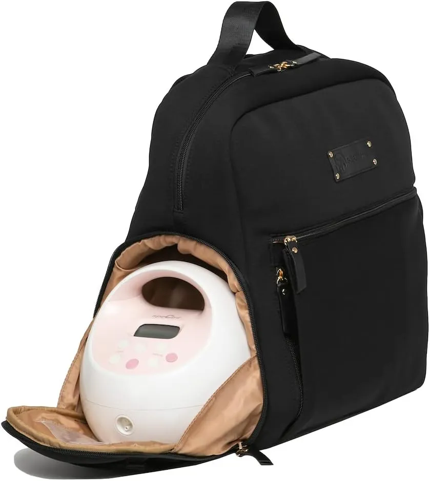 Sarah Wells Fiona Breast Pump Backpack - Neoprene, Machine Washable, Insulated Pockets, Pocket-In-Pocket System (Black)