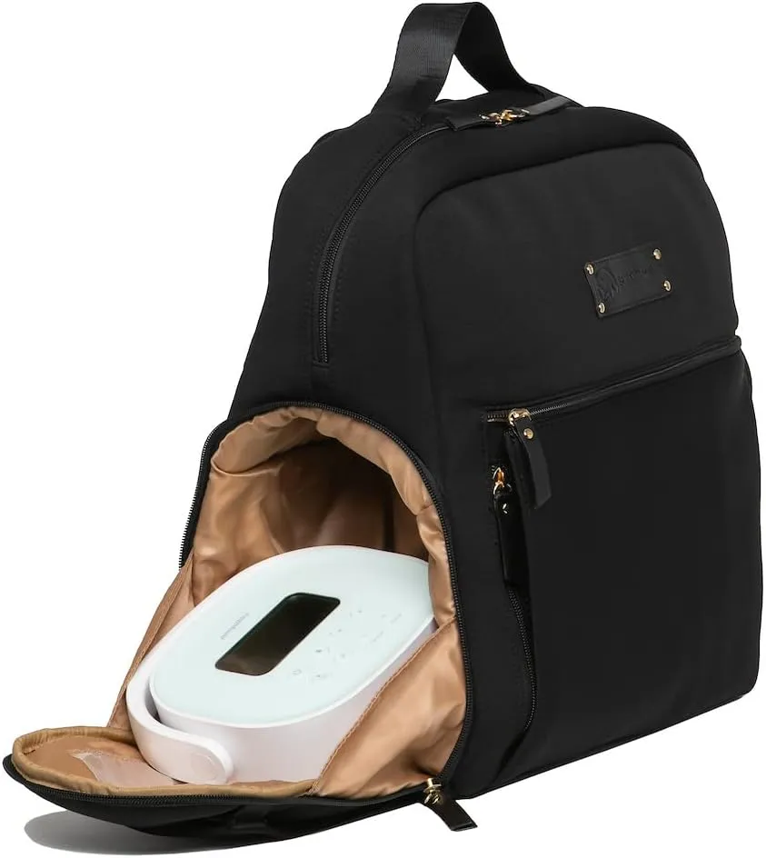 Sarah Wells Fiona Breast Pump Backpack - Neoprene, Machine Washable, Insulated Pockets, Pocket-In-Pocket System (Black)