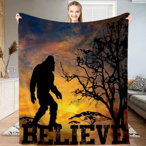 Sasquatch Gifts, Bigfoot Believe Sunset Throw Bigfoot Sasquatch Gifts, Christmas Birthday Gifts for Sasquatch Lovers, Camping Gifts for Women