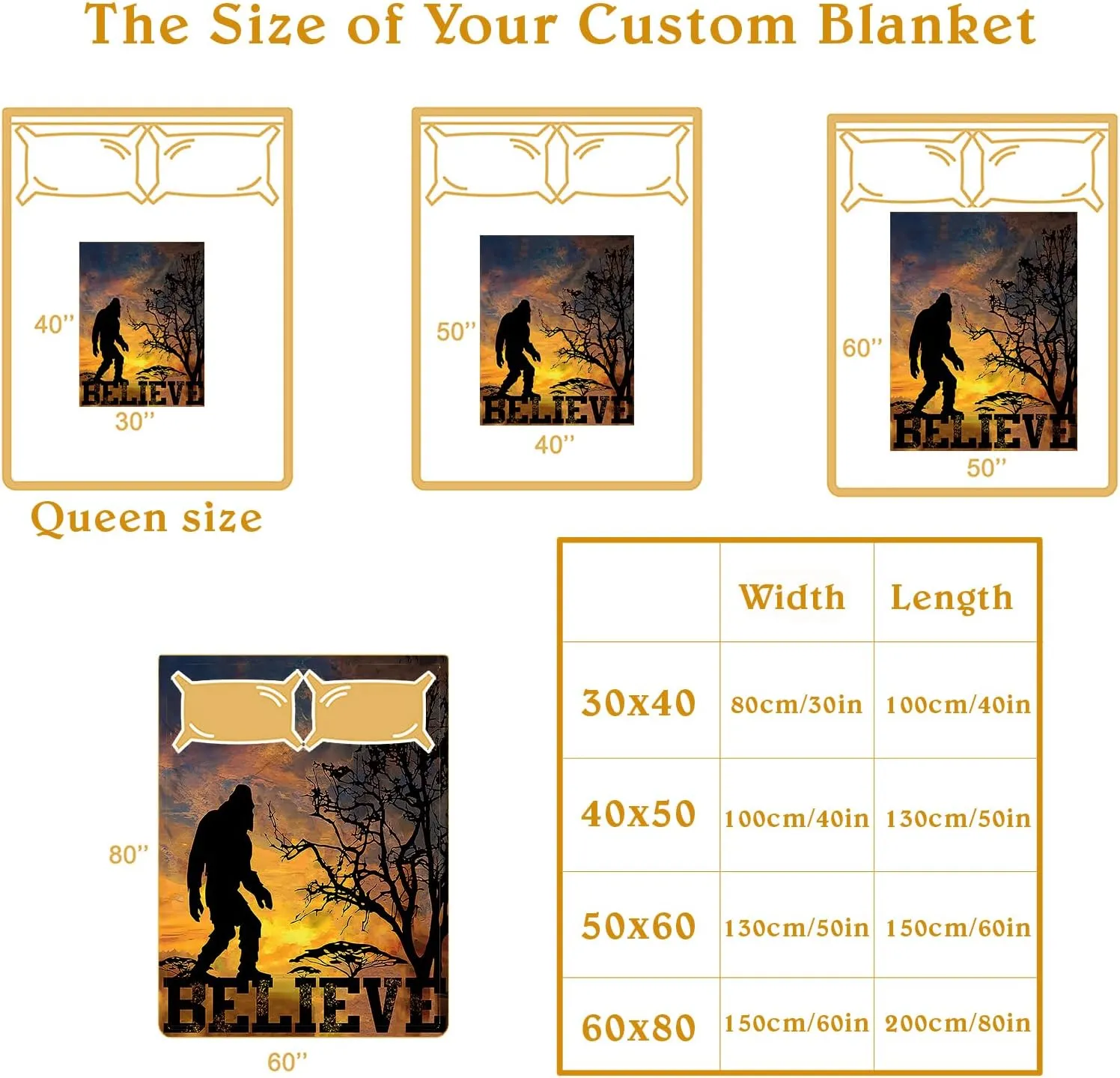 Sasquatch Gifts, Bigfoot Believe Sunset Throw Bigfoot Sasquatch Gifts, Christmas Birthday Gifts for Sasquatch Lovers, Camping Gifts for Women
