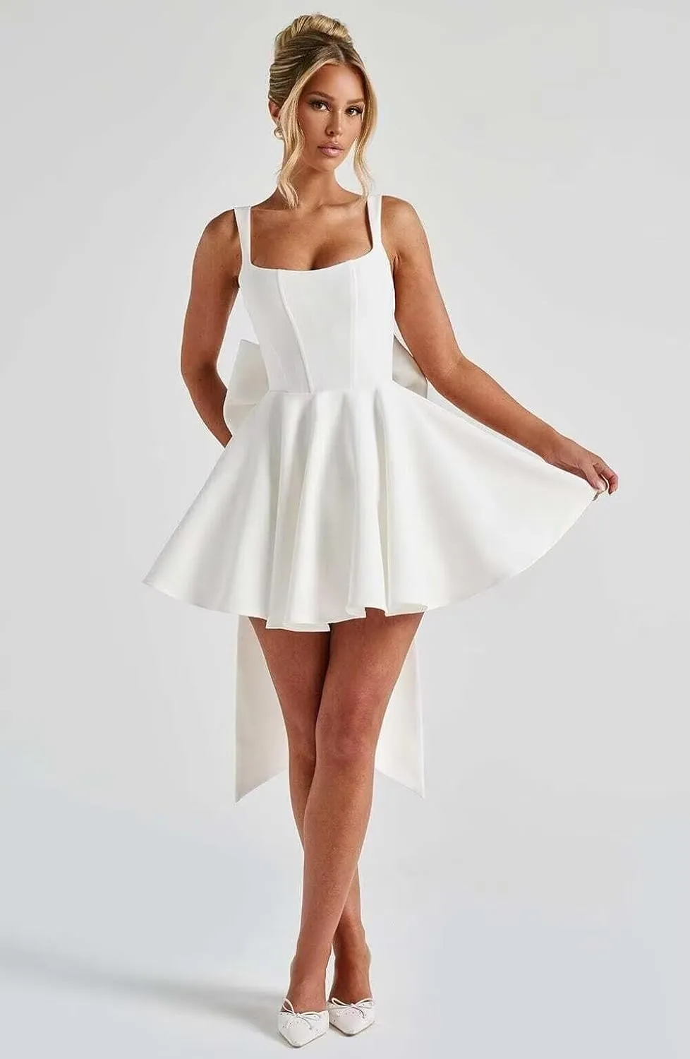 Satin Homecoming Dresses for Teens 2025 Corset Short Formal HOCO Dress with Bow Aline Cocktail Prom Gowns