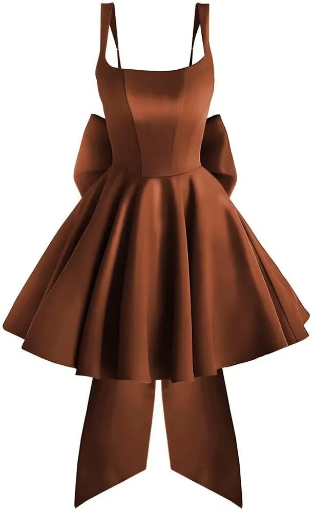 Satin Homecoming Dresses for Teens 2025 Corset Short Formal HOCO Dress with Bow Aline Cocktail Prom Gowns