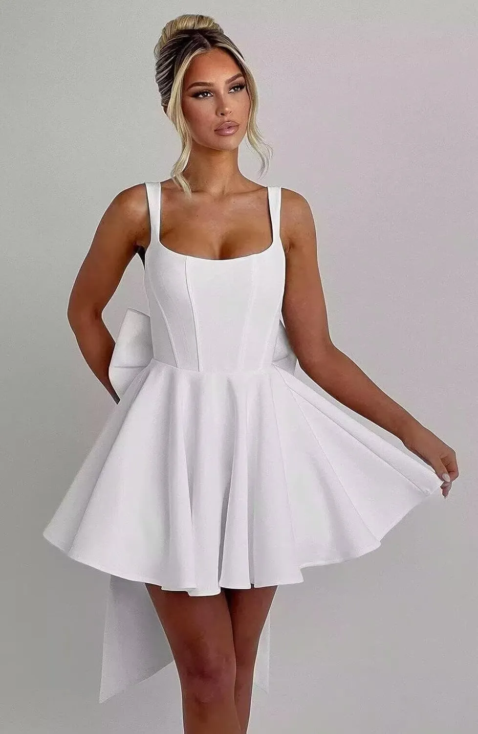 Satin Homecoming Dresses for Teens 2025 Corset Short Formal HOCO Dress with Bow Aline Cocktail Prom Gowns