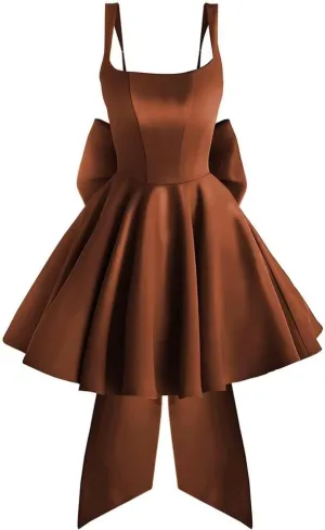 Satin Homecoming Dresses for Teens 2025 Corset Short Formal HOCO Dress with Bow Aline Cocktail Prom Gowns