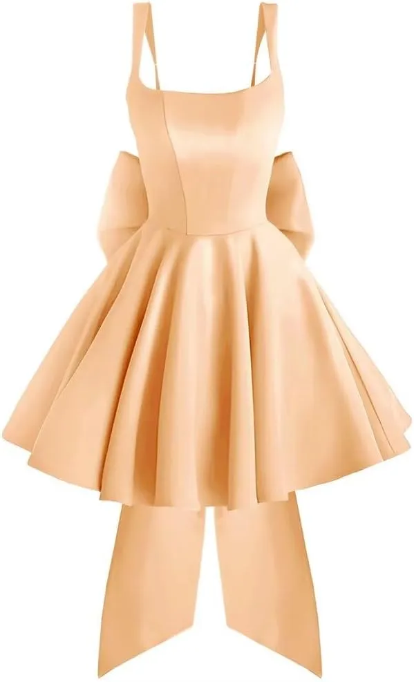Satin Homecoming Dresses for Teens 2025 Corset Short Formal HOCO Dress with Bow Aline Cocktail Prom Gowns