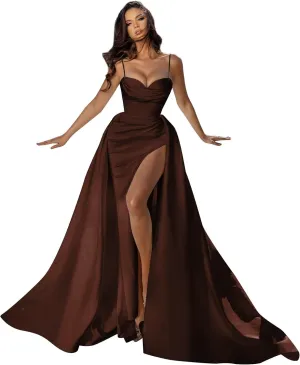 Satin Prom Dresses for Women 2025 Long Sweetheart Mermaid Ball Gown Formal Evening Dress with Slit