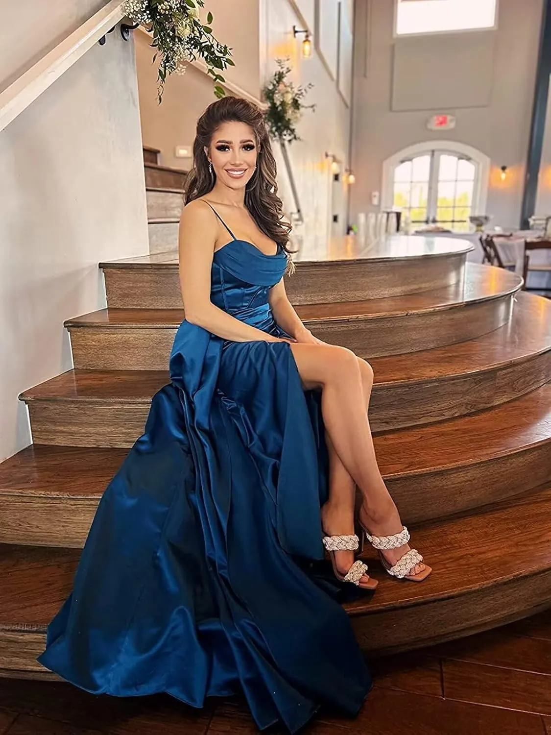 Satin Prom Dresses for Women 2025 Long Sweetheart Mermaid Ball Gown Formal Evening Dress with Slit