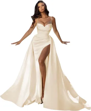Satin Prom Dresses for Women 2025 Long Sweetheart Mermaid Ball Gown Formal Evening Dress with Slit