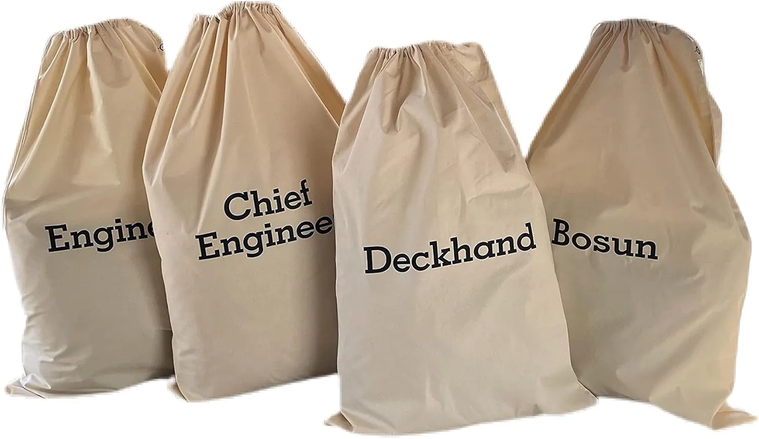 SB - BOSUN - YACHT CREW COTTON LAUNDRY BAGS, YACHT POSITIONS SILK-SCREENED   YACHT POSITION LABELLED MESH LAUNDRY BAG , COTTON BAG BIODEGRADABLE