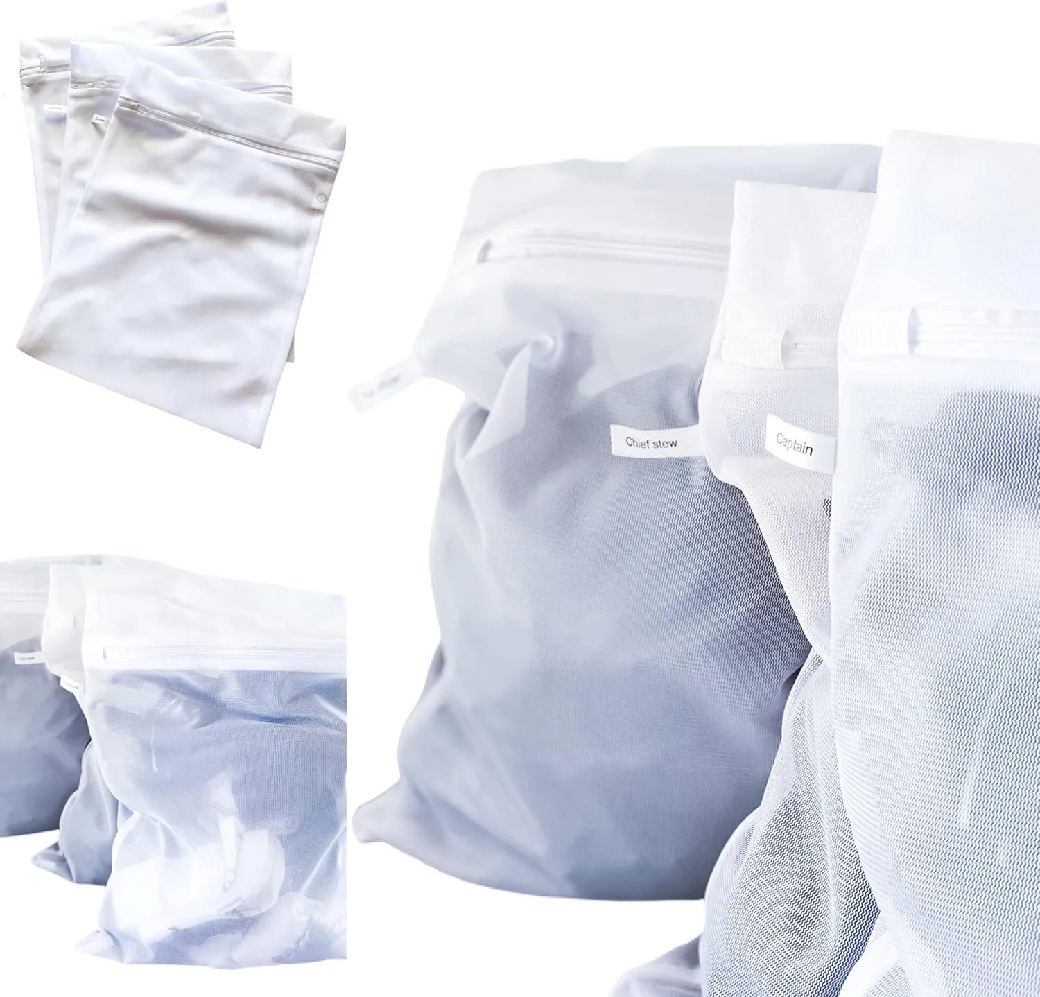 SB - BOSUN - YACHT CREW COTTON LAUNDRY BAGS, YACHT POSITIONS SILK-SCREENED   YACHT POSITION LABELLED MESH LAUNDRY BAG , COTTON BAG BIODEGRADABLE