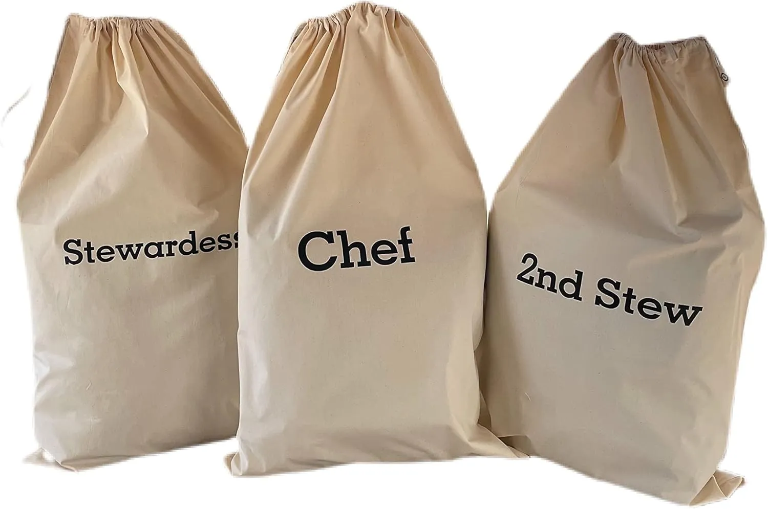 SB - BOSUN - YACHT CREW COTTON LAUNDRY BAGS, YACHT POSITIONS SILK-SCREENED   YACHT POSITION LABELLED MESH LAUNDRY BAG , COTTON BAG BIODEGRADABLE