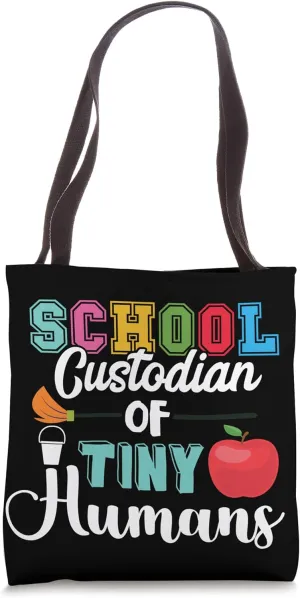 School Custodian Tiny Humans Apple Janitor Cleaning Tote Bag