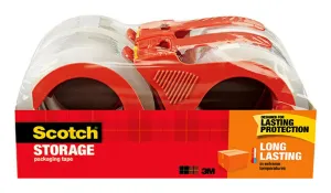 Scotch Long Lasting Storage Packing Tape, Clear, Withstands Extreme Temperatures, 1.88 in x 38.2 yd, 4 Rolls and 4 Dispensers