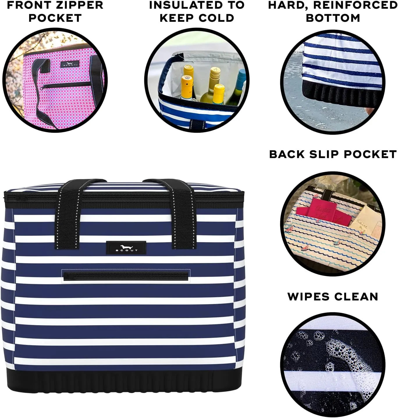 SCOUT The Stiff One - Large, Soft, Lightweight, Insulated Cooler with Hard Bottom, Beach, Family, Travel, Picnic Cooler