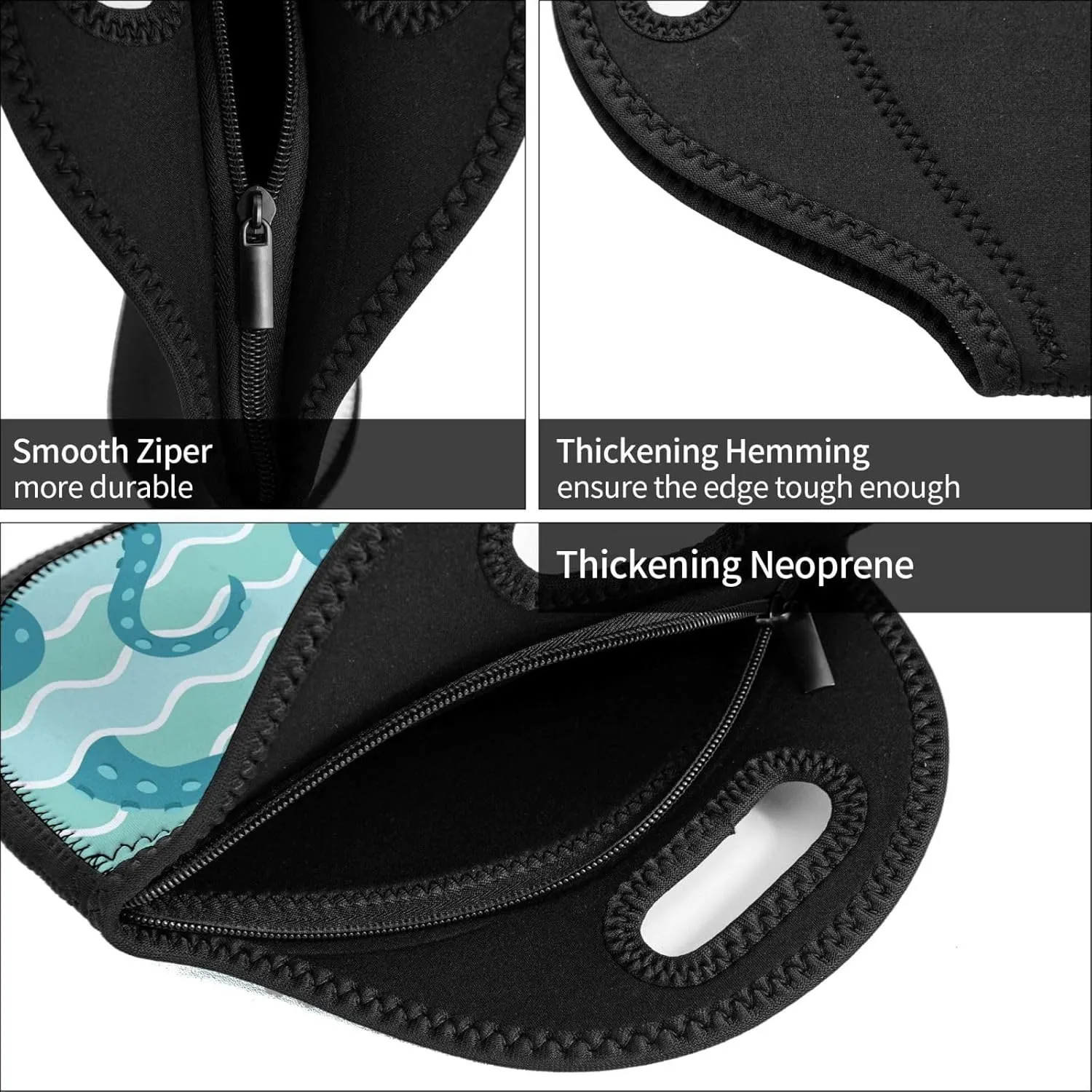 Sea Wave Octopuses Tentacle Reusable Neoprene Lunch Bag for Women Men Lightweight Insulated Lunch Container Meal Prep Bags Washable Soft Thermal Lunch Tote Bag Lunch Box Cooler Bag for Work Picnic
