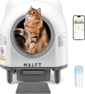 Self-Cleaning Cat Litter Box, 90L Automatic Litter Box– WiFi/App Control, Quiet Night Mode, Safety Anti-Pinch, Works for Multiple Cats, Includes Mat & 1 Roll Waste Bags