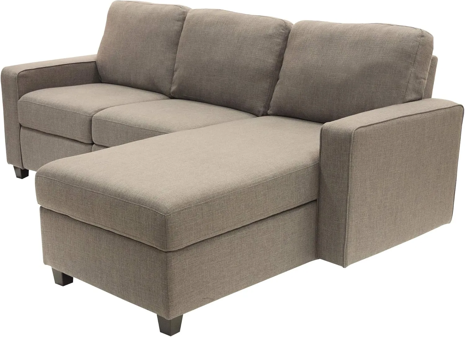 Serta Palisades Reclining Sectional Sofa with Right Chaise, Small Couch with Built-In Storage, Low-Maintenance & Family-Friendly Fabric, Oatmeal