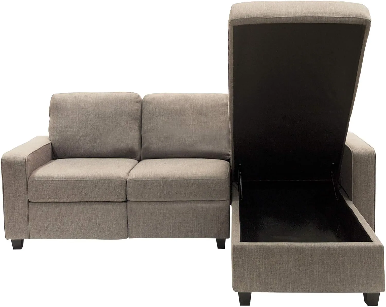 Serta Palisades Reclining Sectional Sofa with Right Chaise, Small Couch with Built-In Storage, Low-Maintenance & Family-Friendly Fabric, Oatmeal