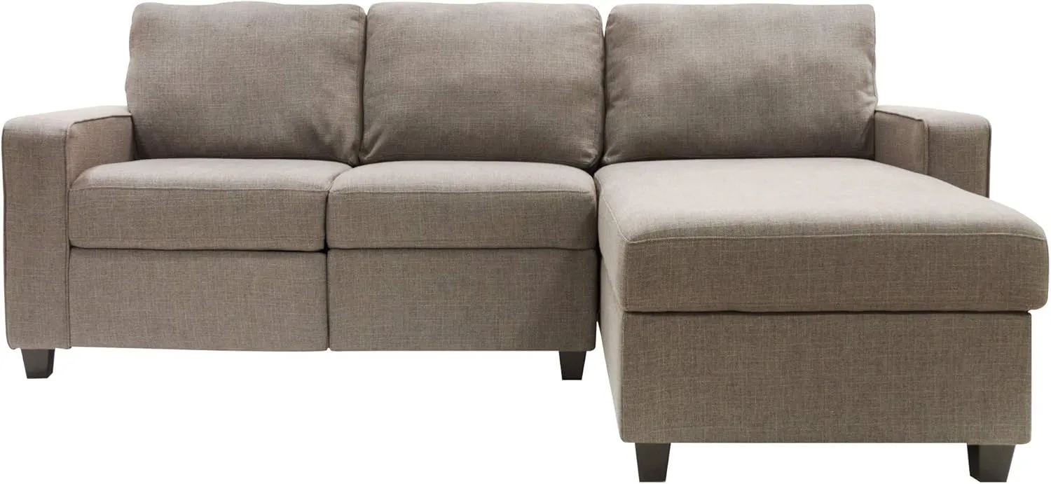 Serta Palisades Reclining Sectional Sofa with Right Chaise, Small Couch with Built-In Storage, Low-Maintenance & Family-Friendly Fabric, Oatmeal