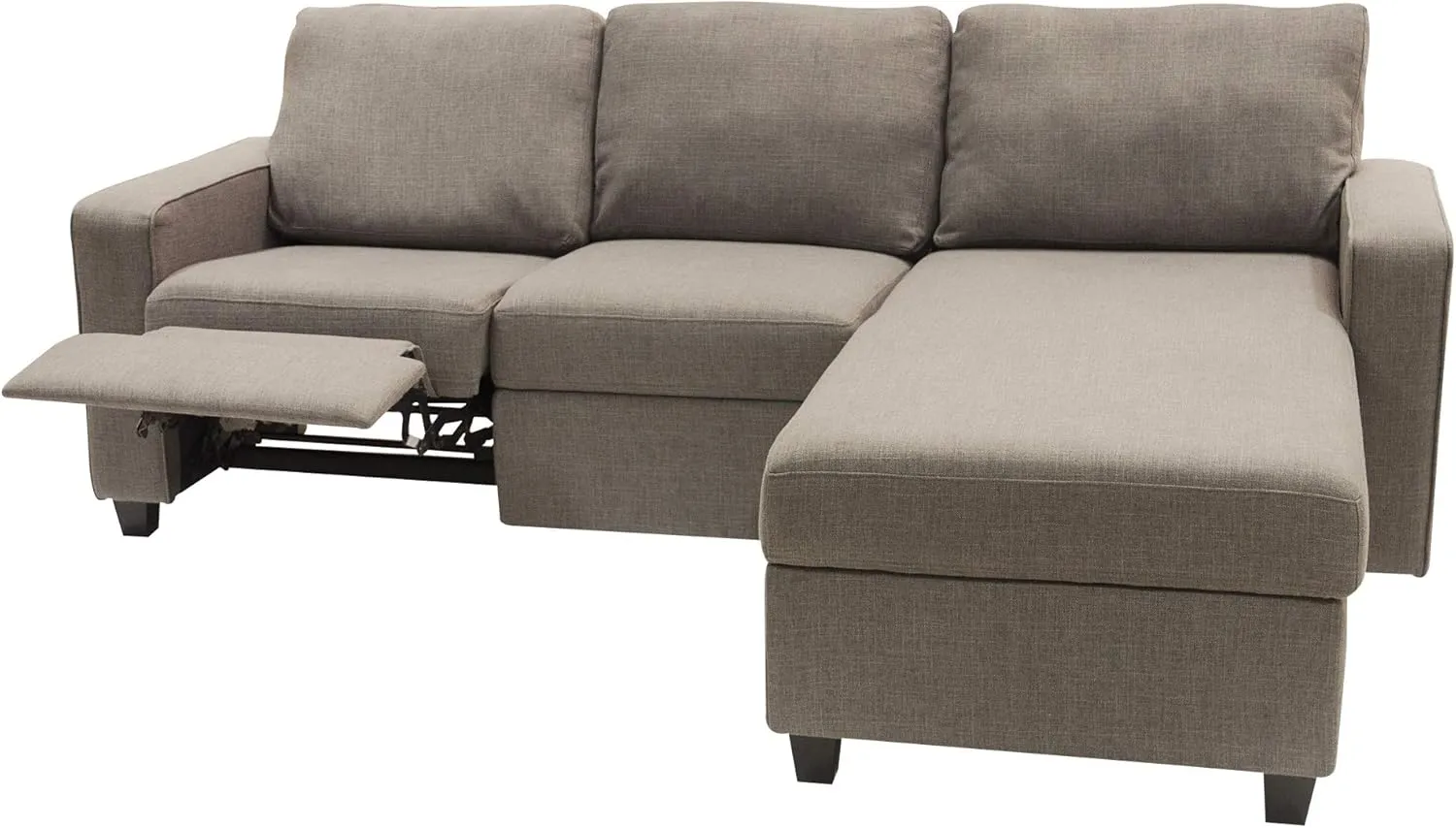 Serta Palisades Reclining Sectional Sofa with Right Chaise, Small Couch with Built-In Storage, Low-Maintenance & Family-Friendly Fabric, Oatmeal