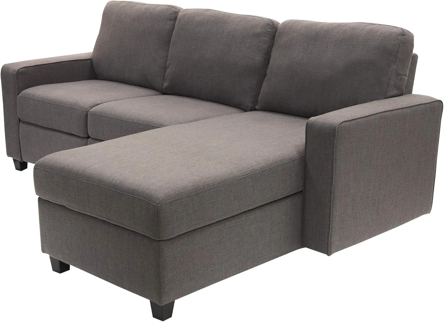 Serta Palisades Reclining Sectional Sofa with Right Storage Chaise, Small Couch with Built-In Storage, Low-Maintenance & Family-Friendly Fabric, Gray