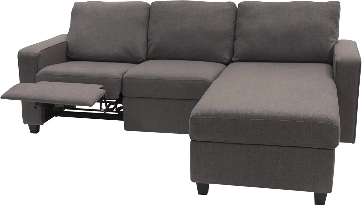 Serta Palisades Reclining Sectional Sofa with Right Storage Chaise, Small Couch with Built-In Storage, Low-Maintenance & Family-Friendly Fabric, Gray